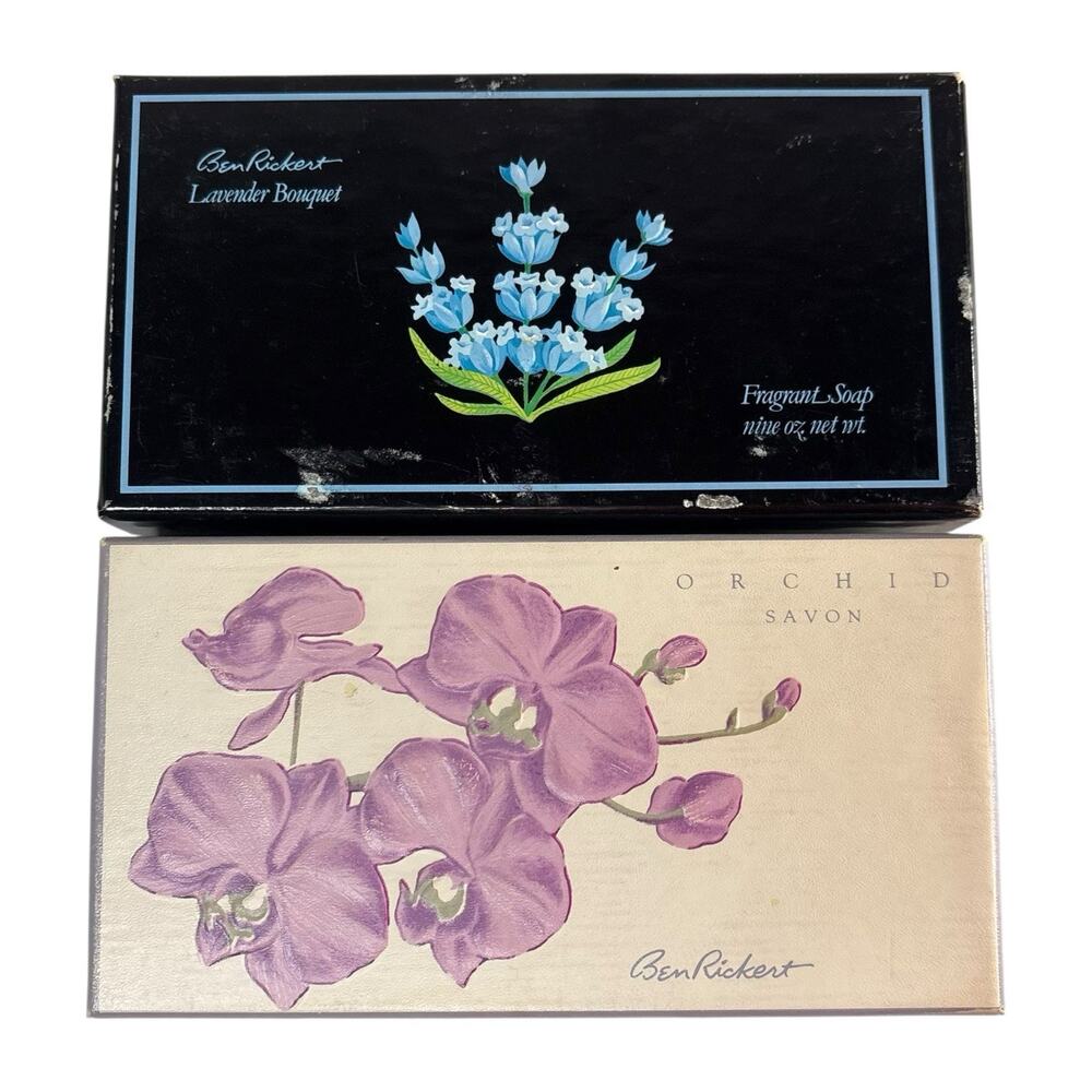 SET OF 5 Ben Rickert Luxury Fragrant Soap Lavender Bouquet Orchid Savon 3oz Bars